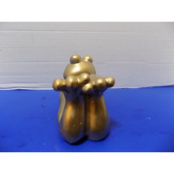 NEW Gold Frog Figurine Statue Frogs Plaster Posing - Picture 4 of 4